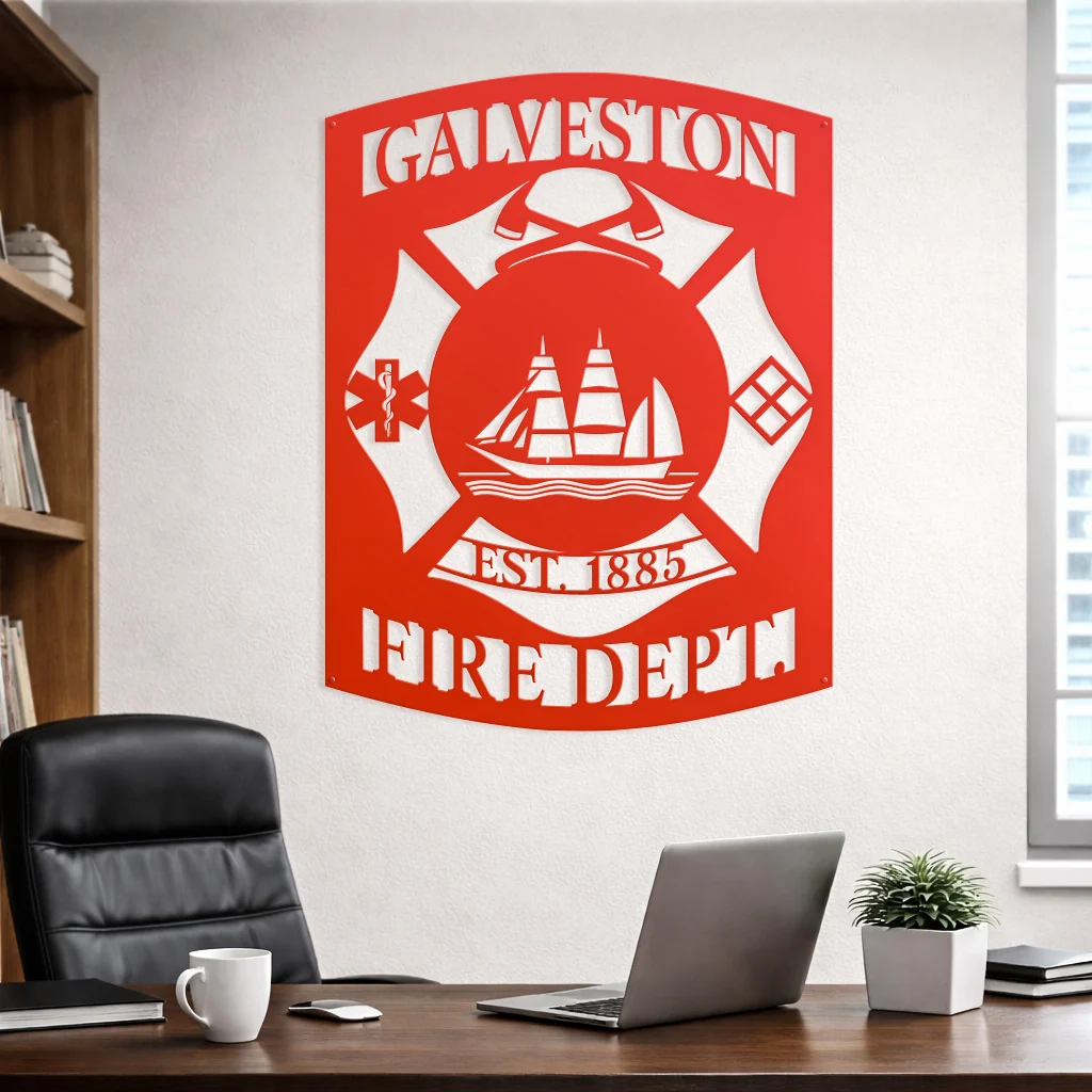 Galveston Fire Department Metal Sign – Custom Firefighter Wall Art - Image 2
