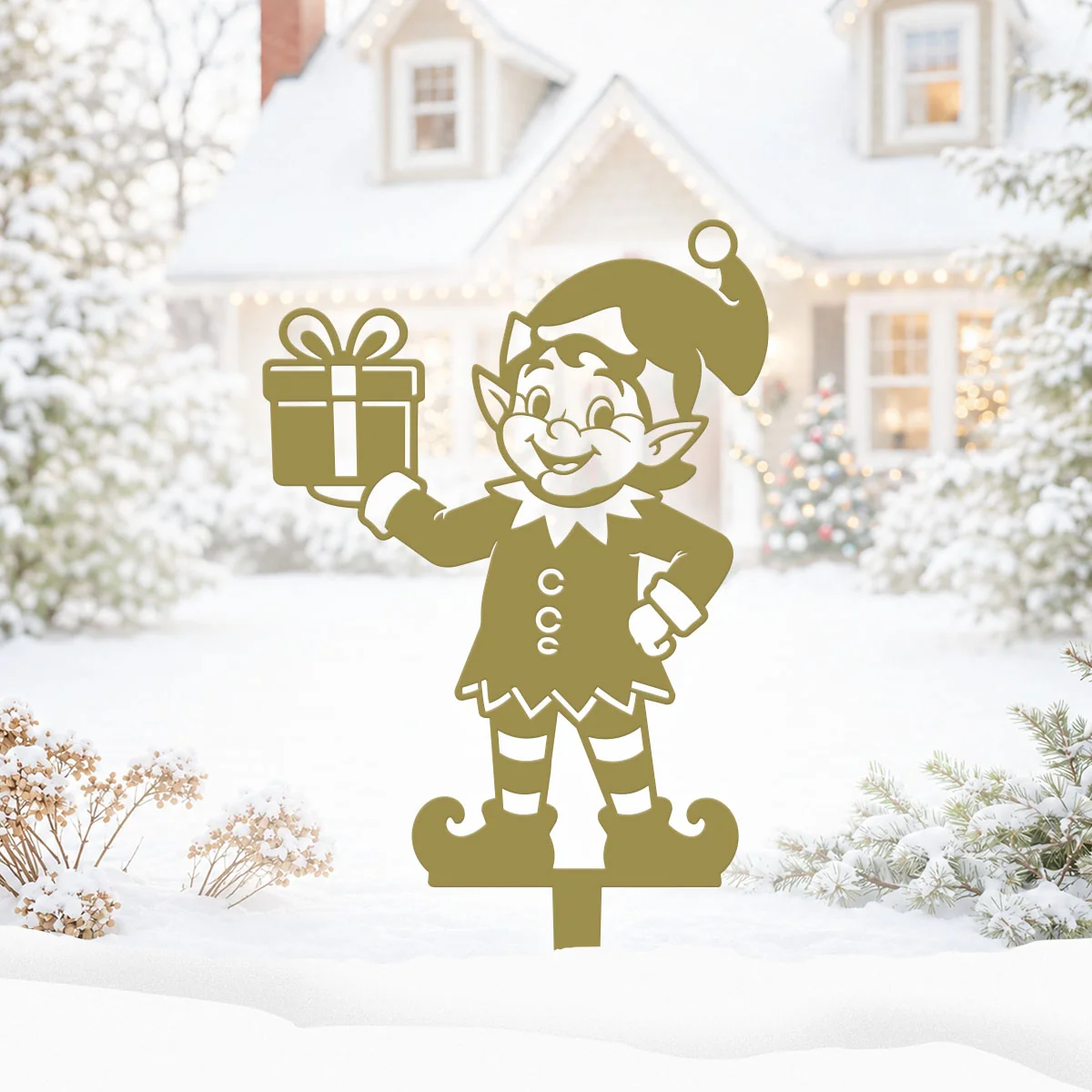 Garden Art - Santa's Workshop 3-Piece Metal Yard Stake Set | Christmas Outdoor Decor - Image 10