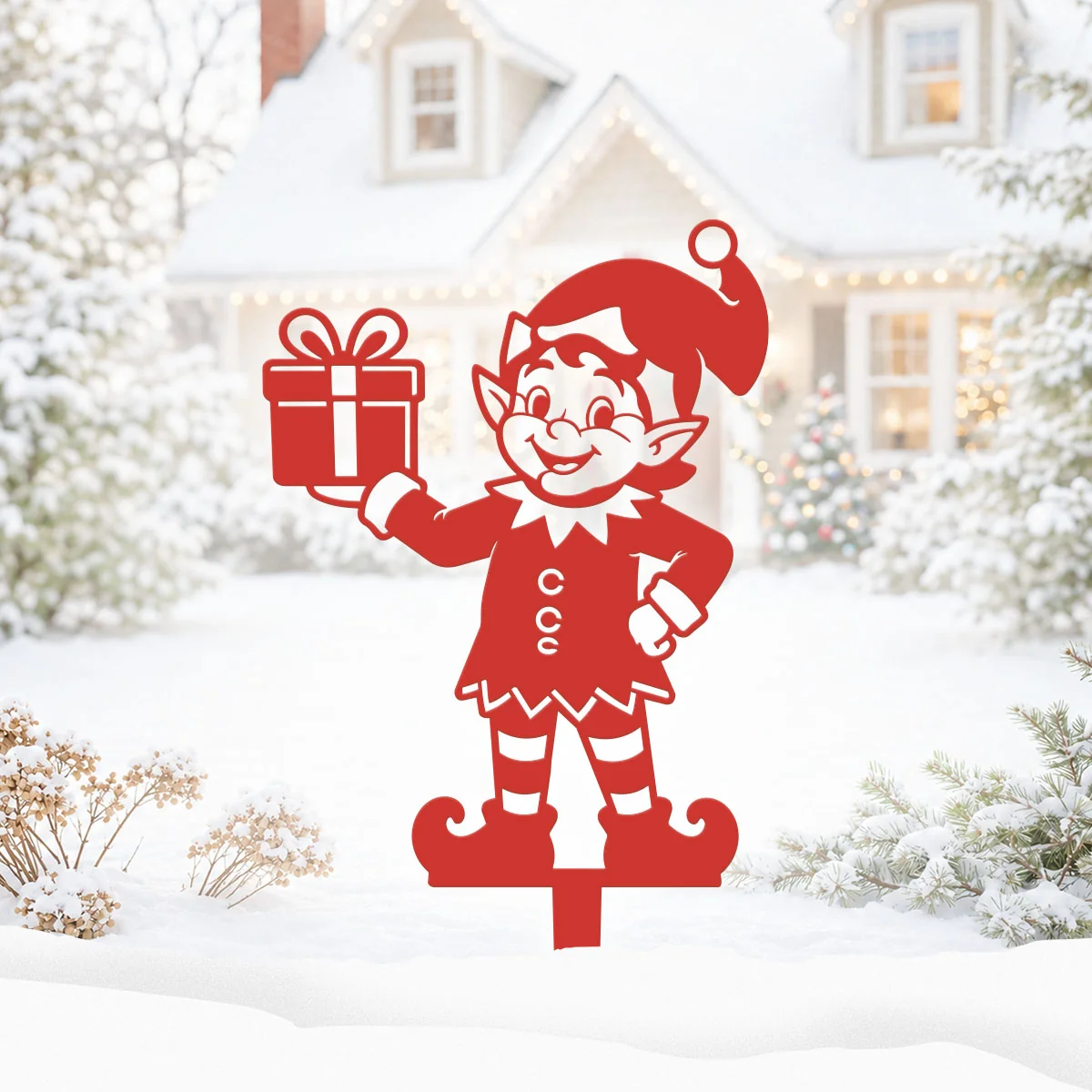 Garden Art - Santa's Workshop 3-Piece Metal Yard Stake Set | Christmas Outdoor Decor - Image 12