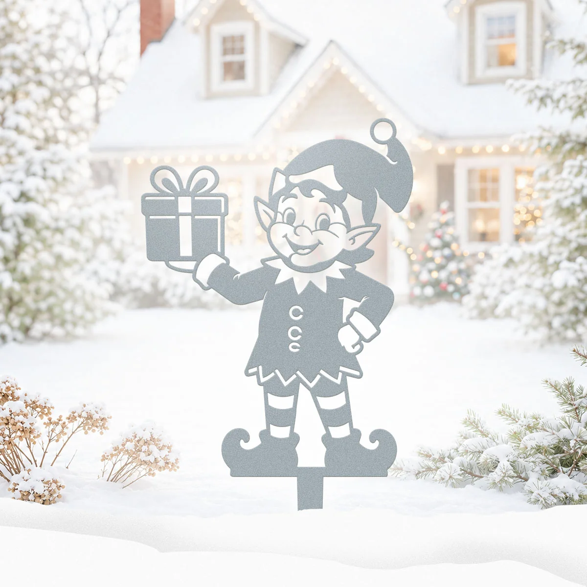 Garden Art - Santa's Workshop 3-Piece Metal Yard Stake Set | Christmas Outdoor Decor - Image 13
