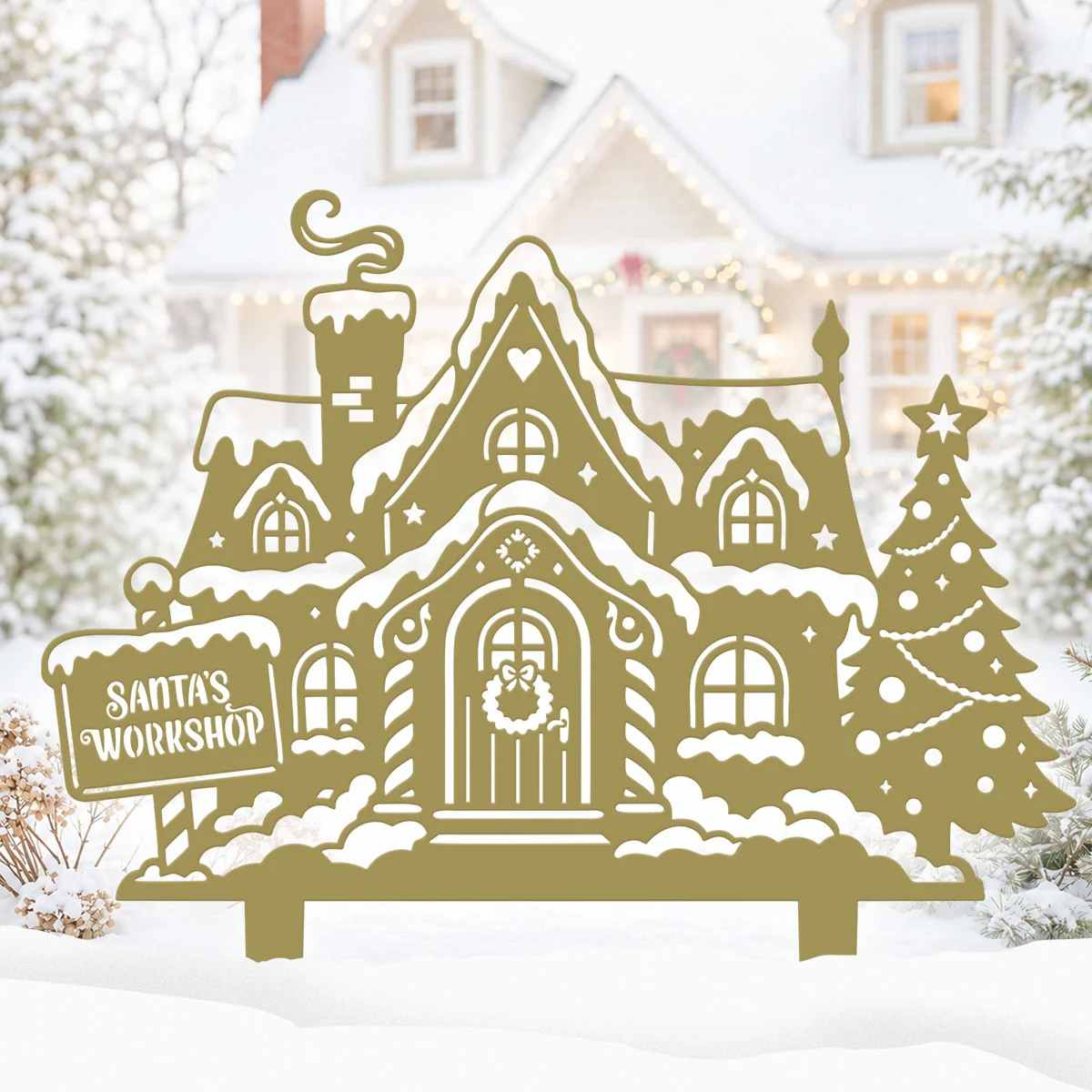 Garden Art - Santa's Workshop 3-Piece Metal Yard Stake Set | Christmas Outdoor Decor - Image 22