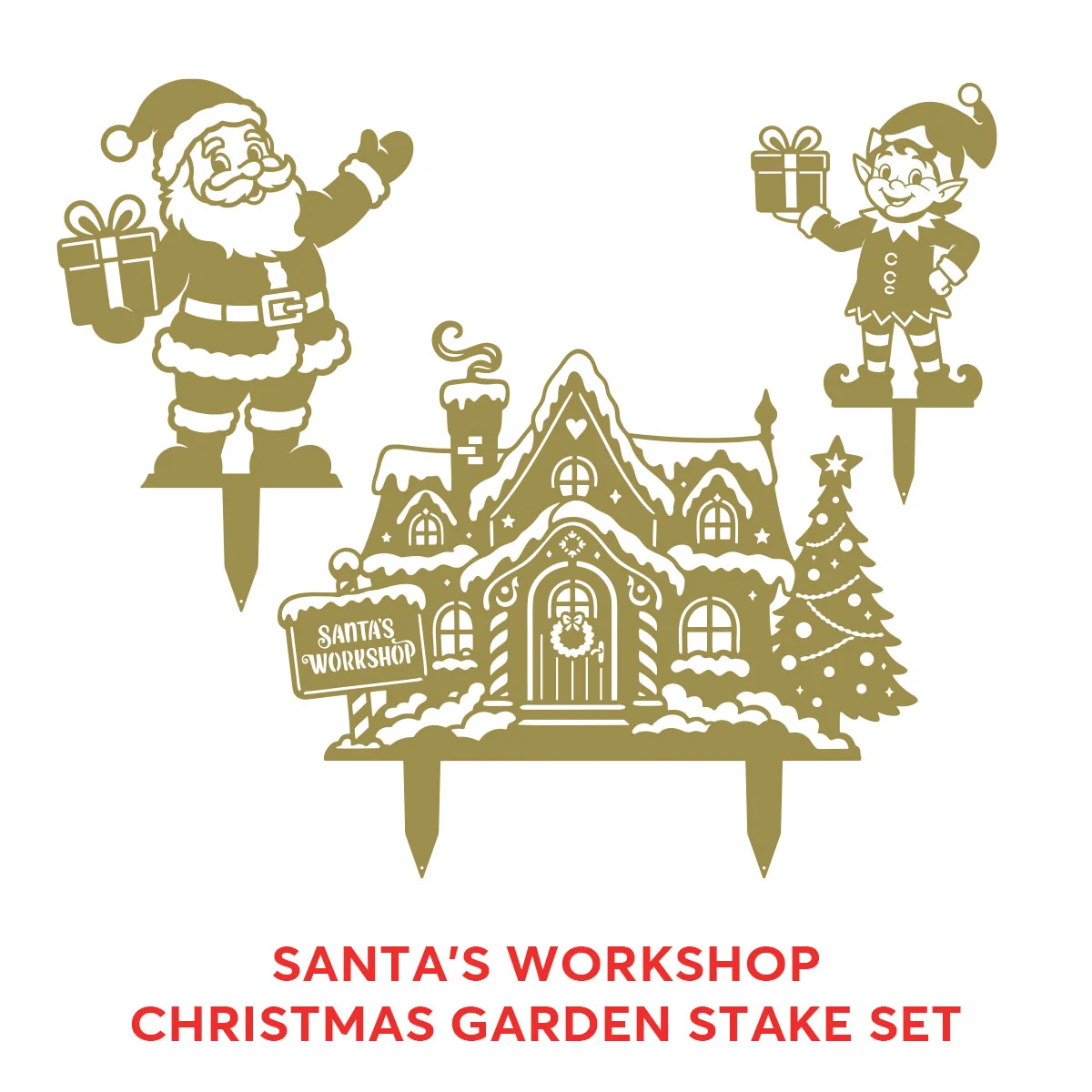 Garden Art - Santa's Workshop 3-Piece Metal Yard Stake Set | Christmas Outdoor Decor - Image 7