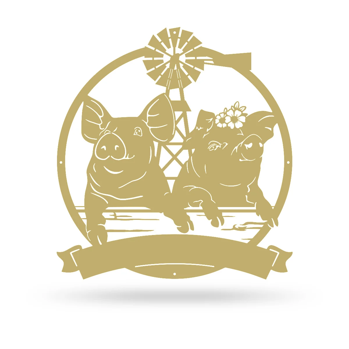Happy Pigs Couple on a Farmland Monogram - Image 5