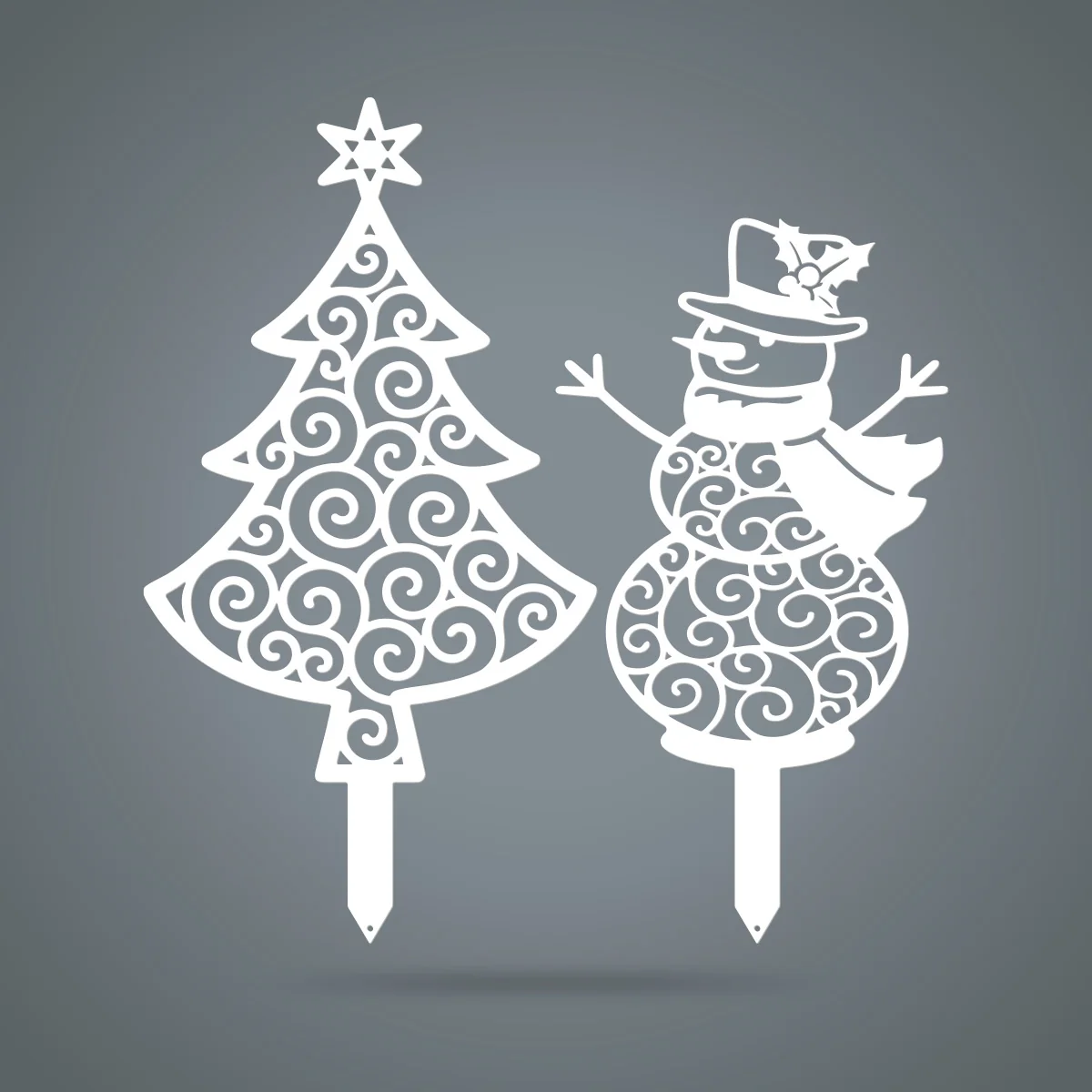 Happy Snowman Christmas Tree Garden Stake Set - Image 11