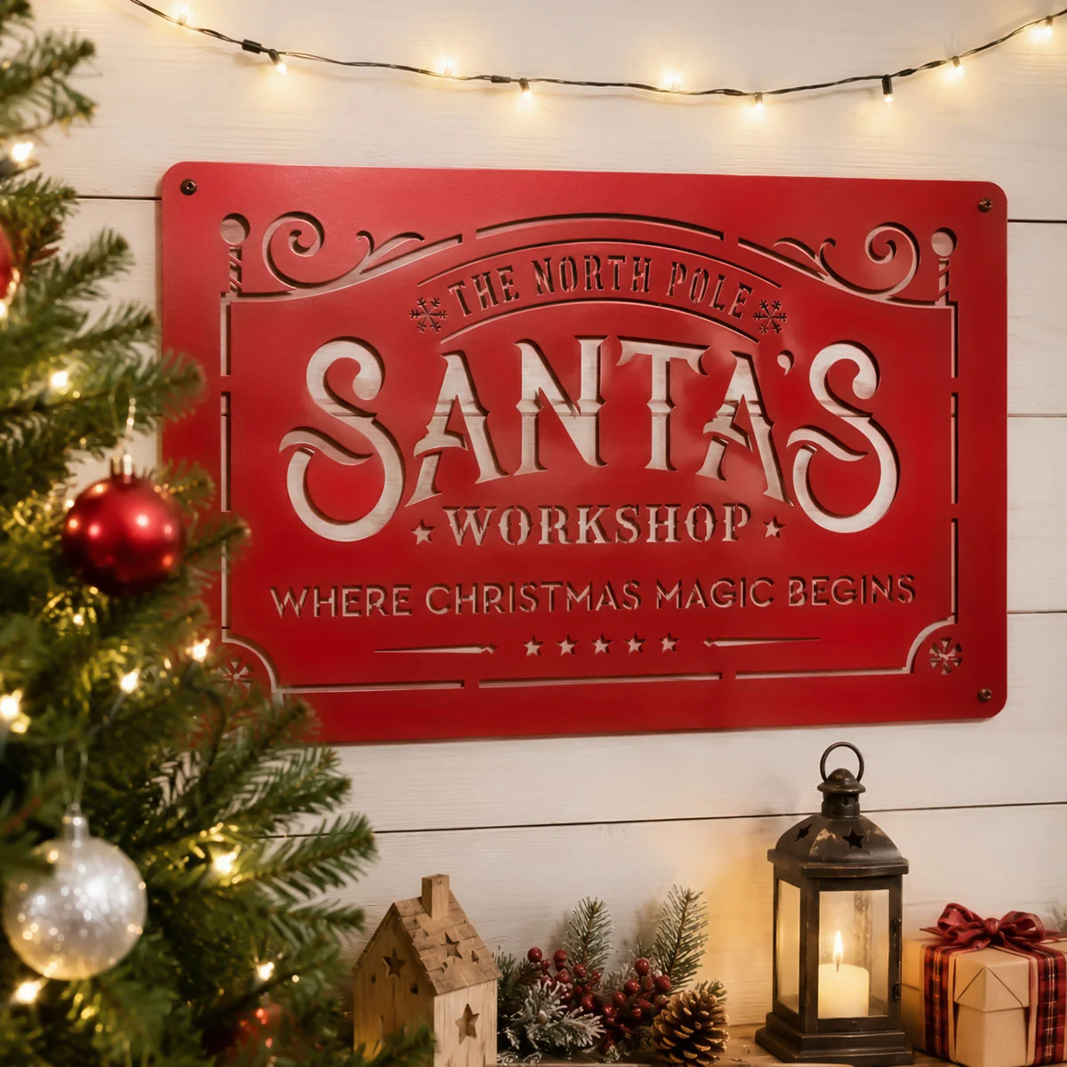 Santa's Workshop – The North Pole Metal Sign - Image 2