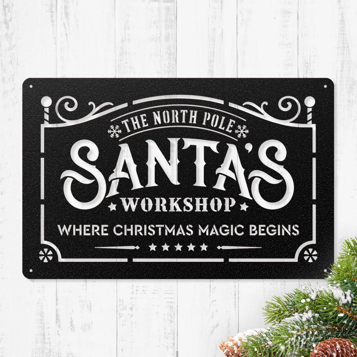 Santa's Workshop – The North Pole Metal Sign - Image 3
