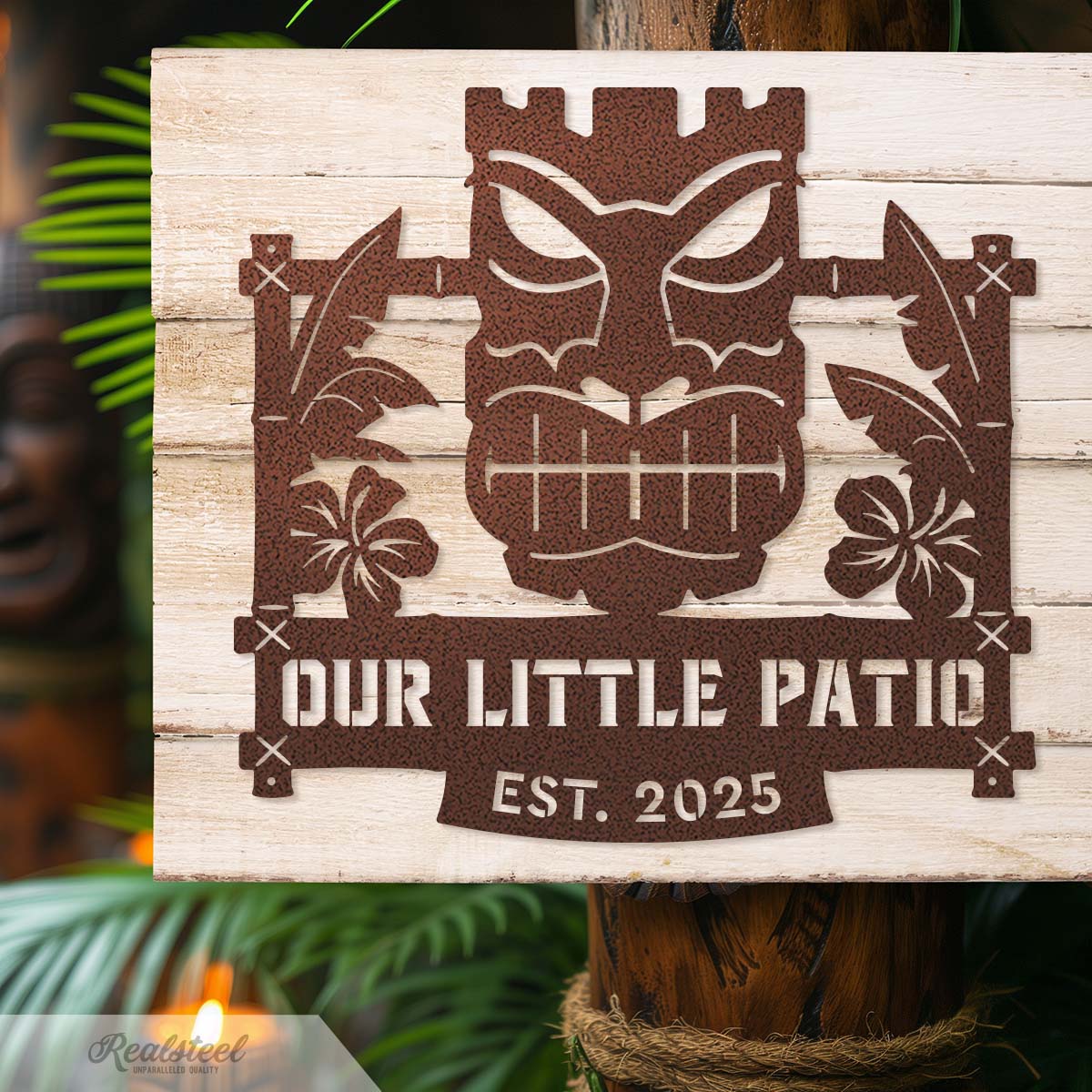 Tiki Mask Monogram – Tropical Polynesian Wall Decor