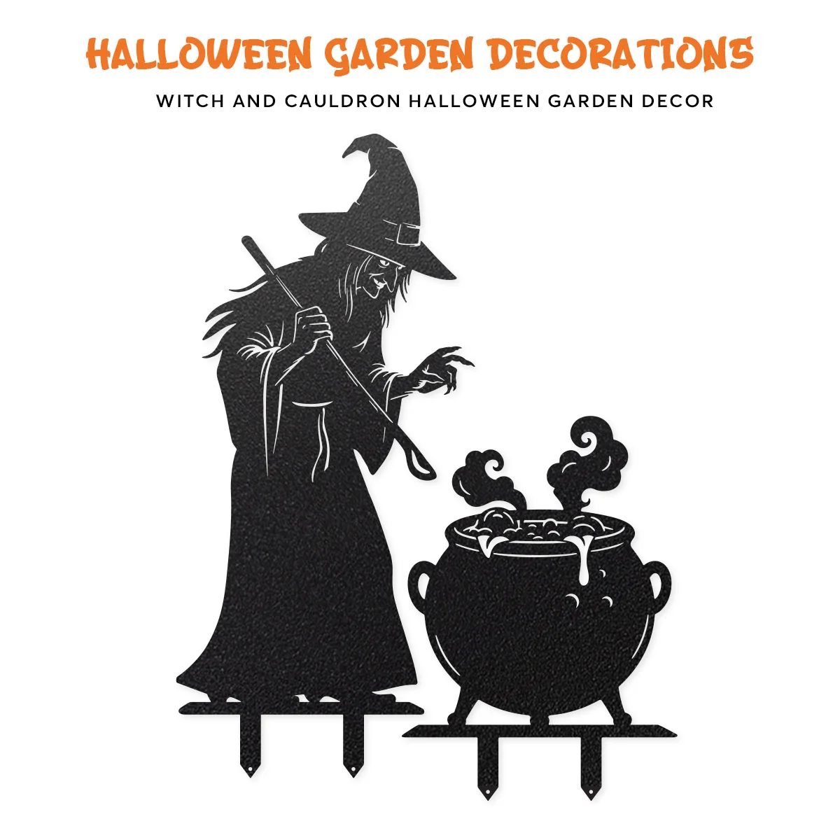 Witch and Cauldron Halloween Garden Stake - Image 2
